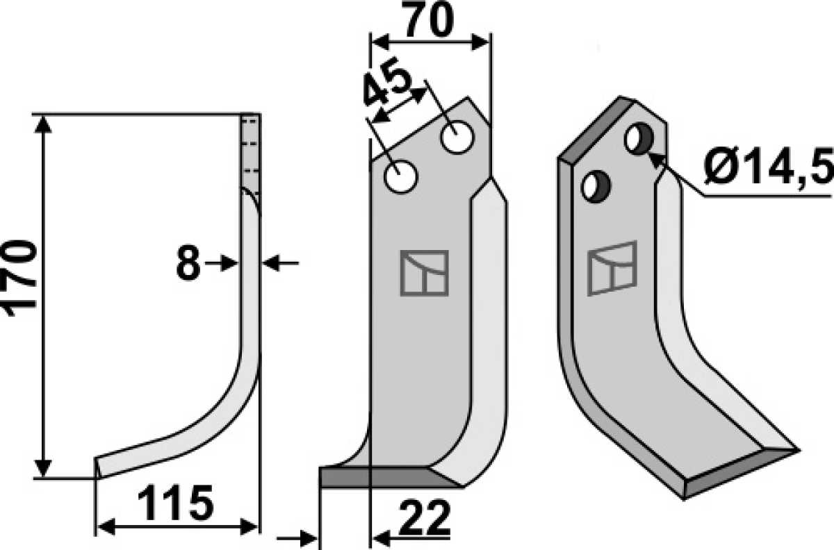 Fräsmesser 170x70mm, links